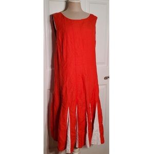 ASHLEY STEWART Orange and white sleeveless dress